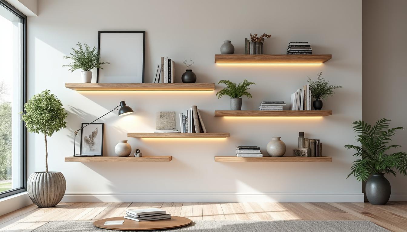 Idées modernes pour décorer votre mur avec des étagères flottantes